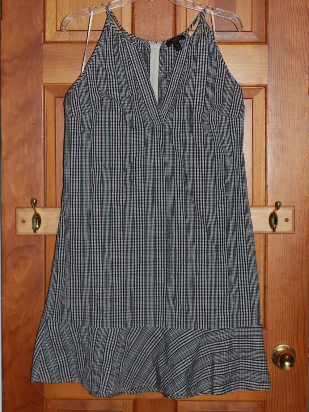 J. Crew Plaid Print V-Neck Ruffle Trim Dress
